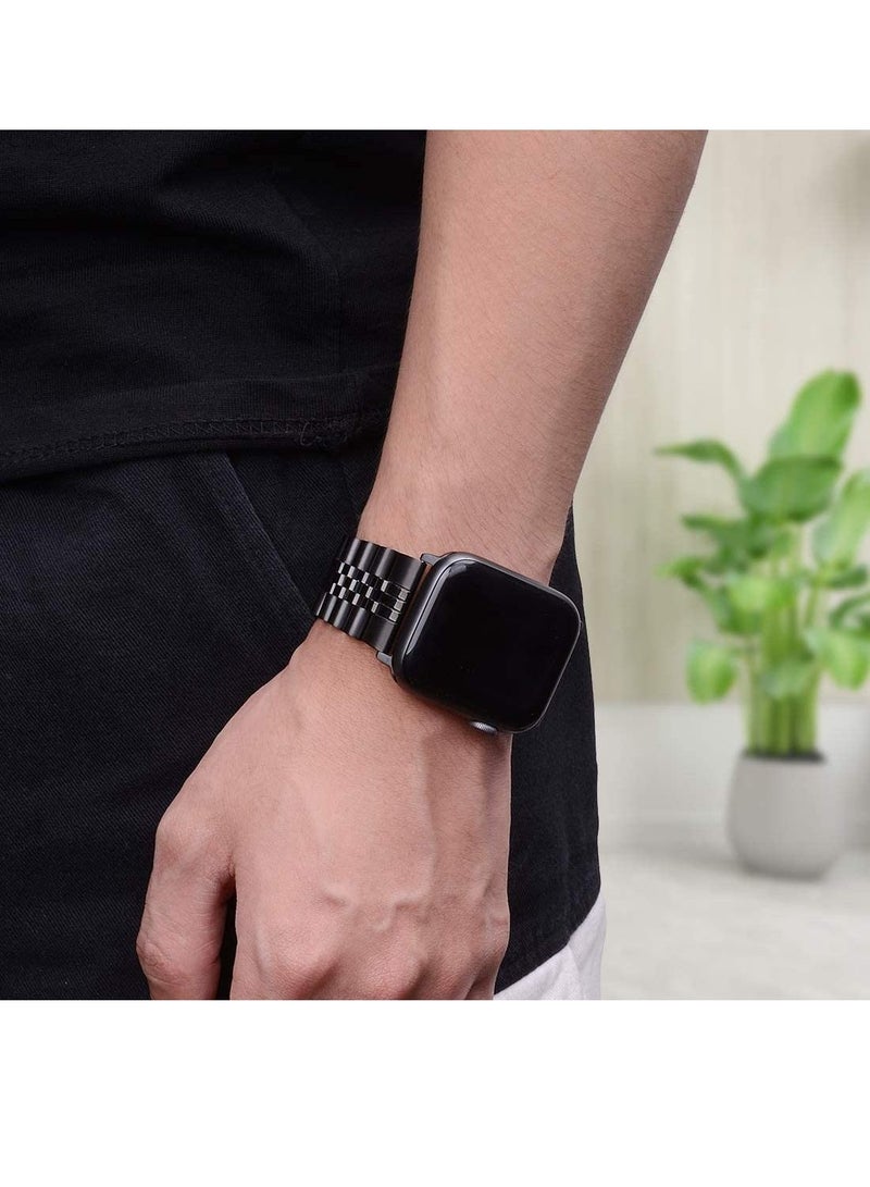 GENNEXT Stainless Steel Heavy Band with Butterfly Folding Clasp Link Bracelet for iWatch Series8/7/6/SE Series 5/4/3/ size42/44/45/49mm - Image 4