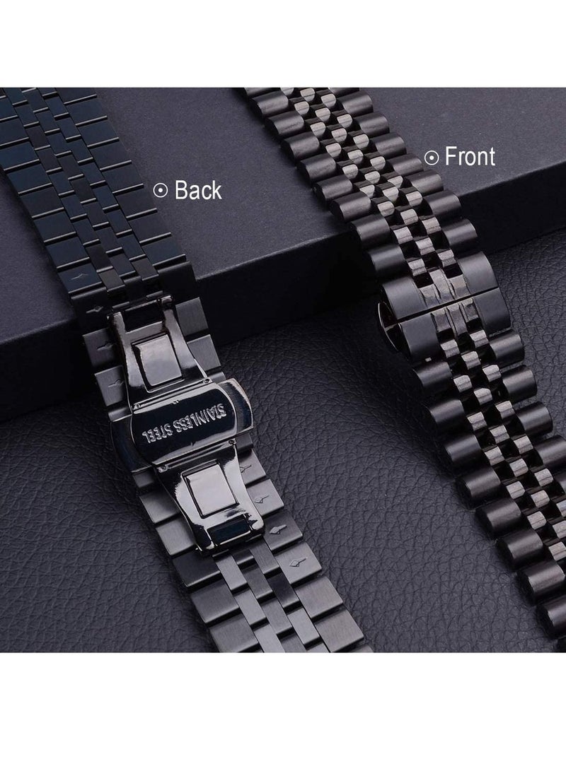 GENNEXT Stainless Steel Heavy Band with Butterfly Folding Clasp Link Bracelet for iWatch Series8/7/6/SE Series 5/4/3/ size42/44/45/49mm - Image 2