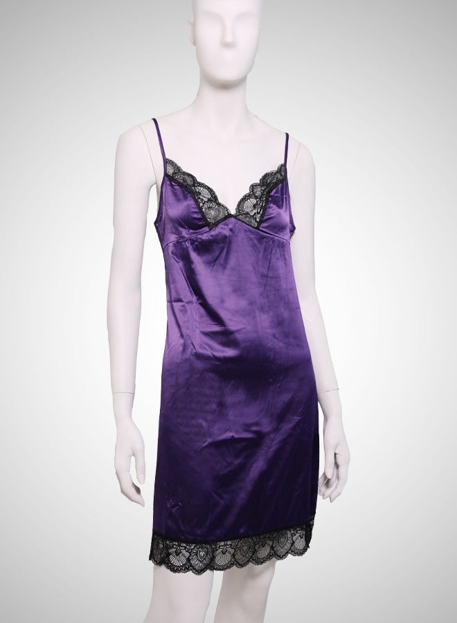 ovitio Purple Nightgown with Lace Trim in One Piece - Image 1