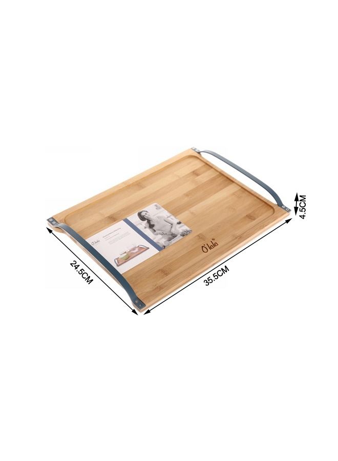 أولالا صينية خشب خيزران صديقة للبيئة تقدم صحن مع مقبض - Image 4