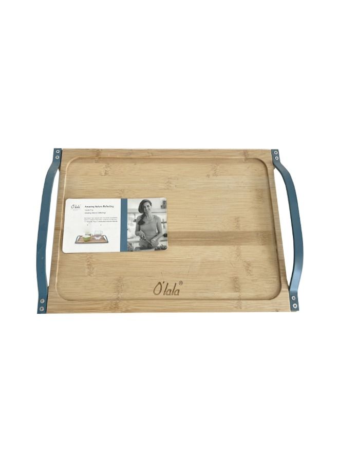 أولالا صينية خشب خيزران صديقة للبيئة تقدم صحن مع مقبض - Image 2