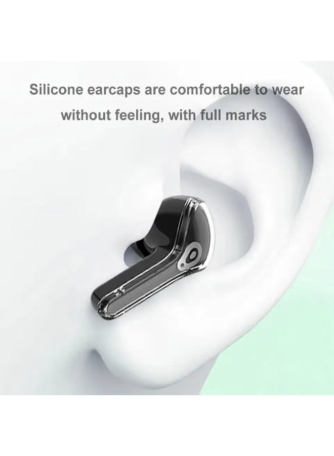 سماعات أذن لاسلكية بتصميم كريستالي، سماعات أذن شفافة مع صوت جهير عميق، صوت ستيريو، سماعة بلوتوث مع علبة شحن، (أبيض) - Image 3