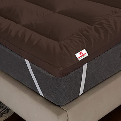 ACHIR 500 GSM Super Soft Polycotton Microfiber Mattress Topper/Padding for Soft and Comfortable Sleep - Brown, (Single Size, 36"X75"Inch, 3Ft x 6.25Ft) - Image 2