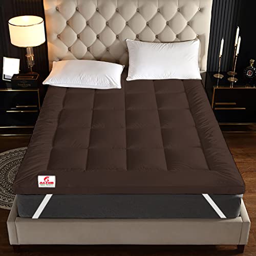 ACHIR 500 GSM Super Soft Polycotton Microfiber Mattress Topper/Padding for Soft and Comfortable Sleep - Brown, (Single Size, 36"X75"Inch, 3Ft x 6.25Ft) - Image 1