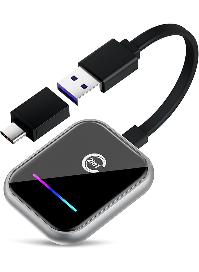 KASTWAVE Android Car & Carplay Wireless Adapter, 2 In 1 Mini Wireless Adapter For Wired Android Car/Carplay Convert To Wireless, Usb/Type C Plug And Play, Stable Automatic Connection - Image 1