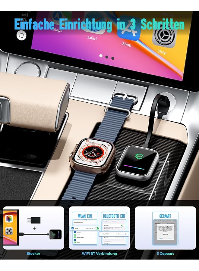 KASTWAVE Android Car & Carplay Wireless Adapter, 2 In 1 Mini Wireless Adapter For Wired Android Car/Carplay Convert To Wireless, Usb/Type C Plug And Play, Stable Automatic Connection - Image 5