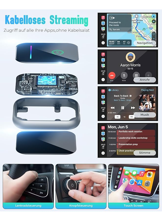 KASTWAVE Android Car & Carplay Wireless Adapter, 2 In 1 Mini Wireless Adapter For Wired Android Car/Carplay Convert To Wireless, Usb/Type C Plug And Play, Stable Automatic Connection - Image 4