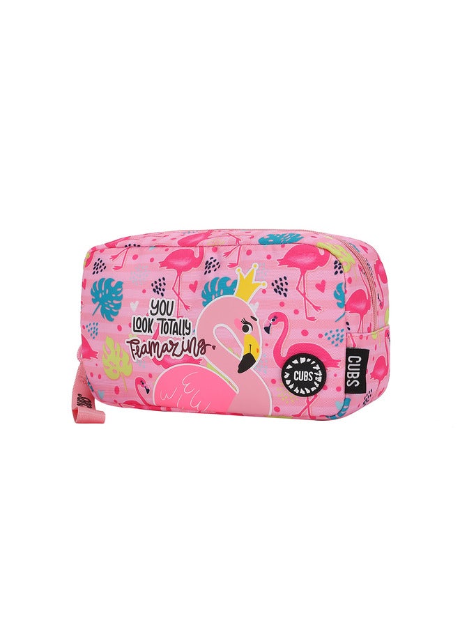 CUBS Flamingo Print Waterproof Pencil Case Pouch With Zip Closure - Image 1