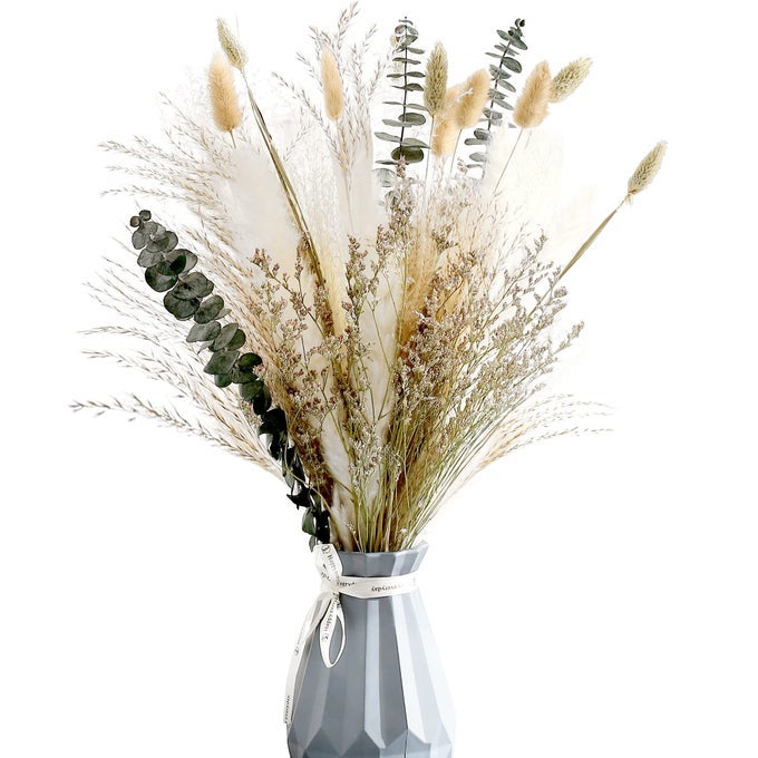 NATURAL DRIED FLOWER BOUQUET17 DRIED FLOWERS FOR VASEDRIED FLORAL ARRANGEMENTS FOR HOME DCOR INDOOR WITH PAMPASGREEN