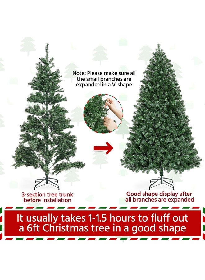 L&E 6ft Pre-lit Artificial Christmas Tree, Spruce Prelit Christmas Trees for Home, Office, Party with 900 Thickened Branch Tips & Lights, Automatic Branches with Remote Control - Image 4