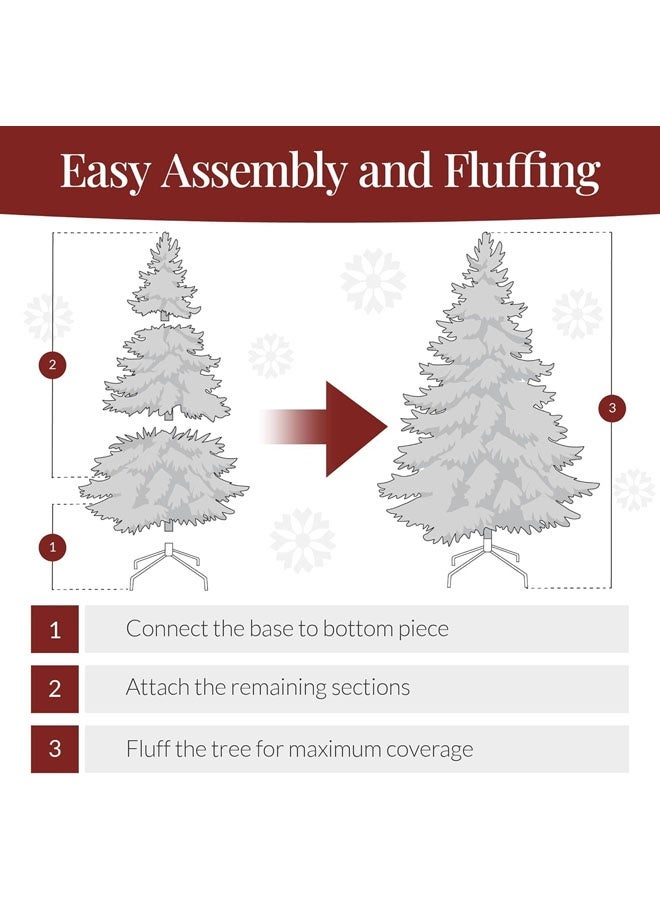 L&E 6ft Pre-lit Artificial Christmas Tree, Spruce Prelit Christmas Trees for Home, Office, Party with 900 Thickened Branch Tips & Lights, Automatic Branches with Remote Control - Image 5