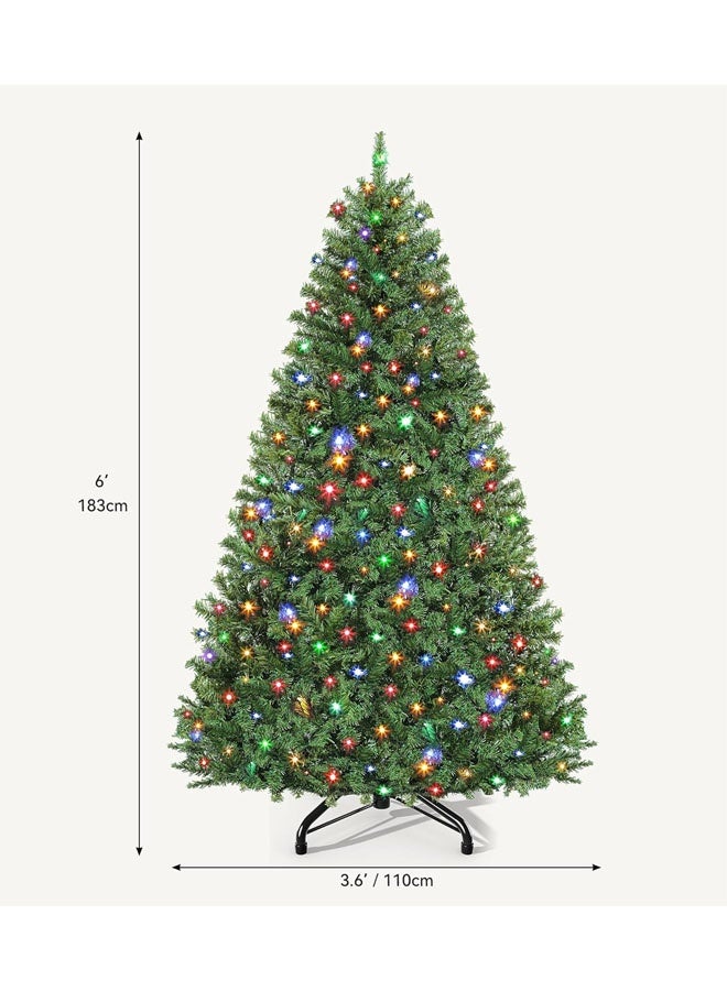 L&E 6ft Pre-lit Artificial Christmas Tree, Spruce Prelit Christmas Trees for Home, Office, Party with 900 Thickened Branch Tips & Lights, Automatic Branches with Remote Control - Image 2