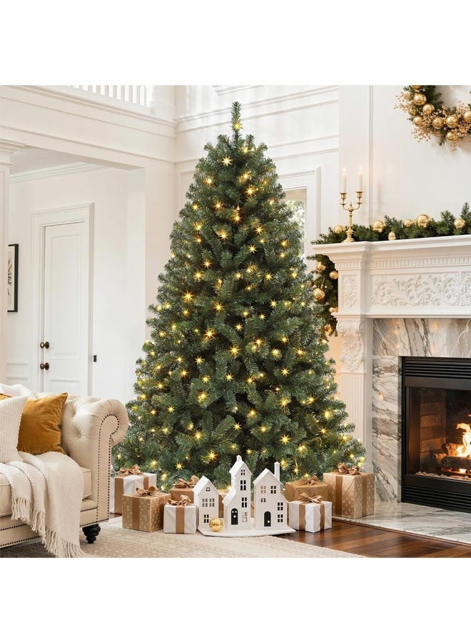 L&E 6ft Pre-lit Artificial Christmas Tree, Spruce Prelit Christmas Trees for Home, Office, Party with 900 Thickened Branch Tips & Lights, Automatic Branches with Remote Control - Image 1