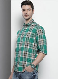 The Indian Garage Co Men Regular Fit Checkered Full Sleeves Spread Collar Casual Shirt  - Image 3