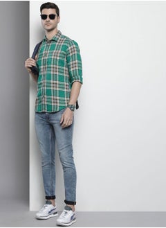 The Indian Garage Co Men Regular Fit Checkered Full Sleeves Spread Collar Casual Shirt  - Image 5