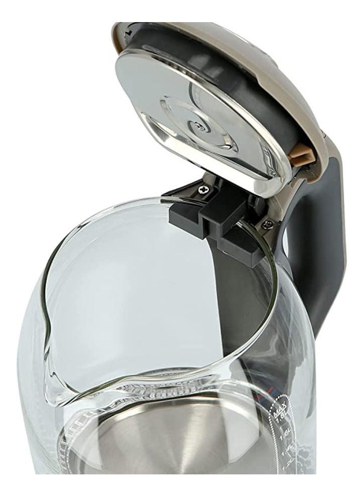 REFURA غلاية كهربائية زجاجية لاسلكية سعة 1.8 لتر مع وظيفة الإغلاق التلقائي بقدرة 1500 وات، لون رمادي RE-11605 - Image 2