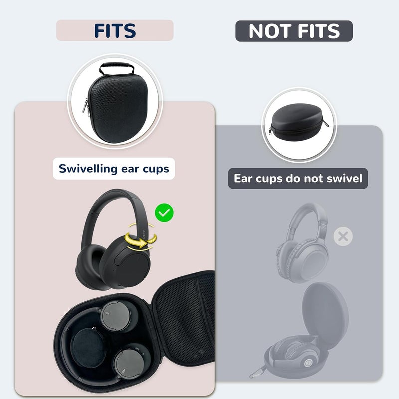 Mocamoro حقيبة صلبة لسماعات Sony WH-CH720N 710N 520 510، وBose QuietComfort QC Ultra 45 35، وJBL Tune Live، حقيبة تخزين سفر عالمية مع جيب شبكي وحقيبة إضافية - Image 3