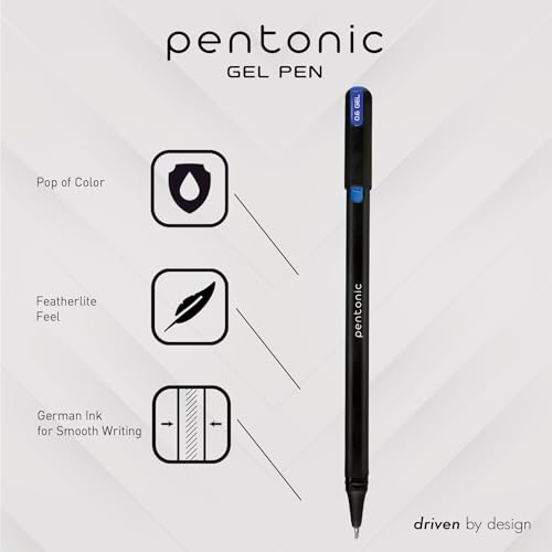 Pentonic Gel Pens In Pen Organizer Case, 12 Count, Assorted Colored Ink, 0.6 mm, 0.7 mm, 1.0 mm, Smooth Writing (PEN12185) - Image 2