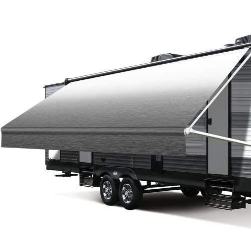 Xenjum RV Awning Fabric Replacement 185oz HeavyDuty Weatherproof Vinyl Camper Awning Replacement Universal Outdoor Canopy for RV Motorhome and Trailer Awnings Black Fade 16Fabric 152 - Image 1