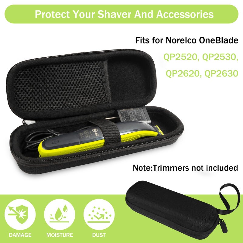ZORETCO Hard Travel Carrying Case for Hybrid Electric Trimmer and Shaver, Portable Organizer Storage Bag for QP2520, QP2530, QP2620, QP2630- Black - Image 2