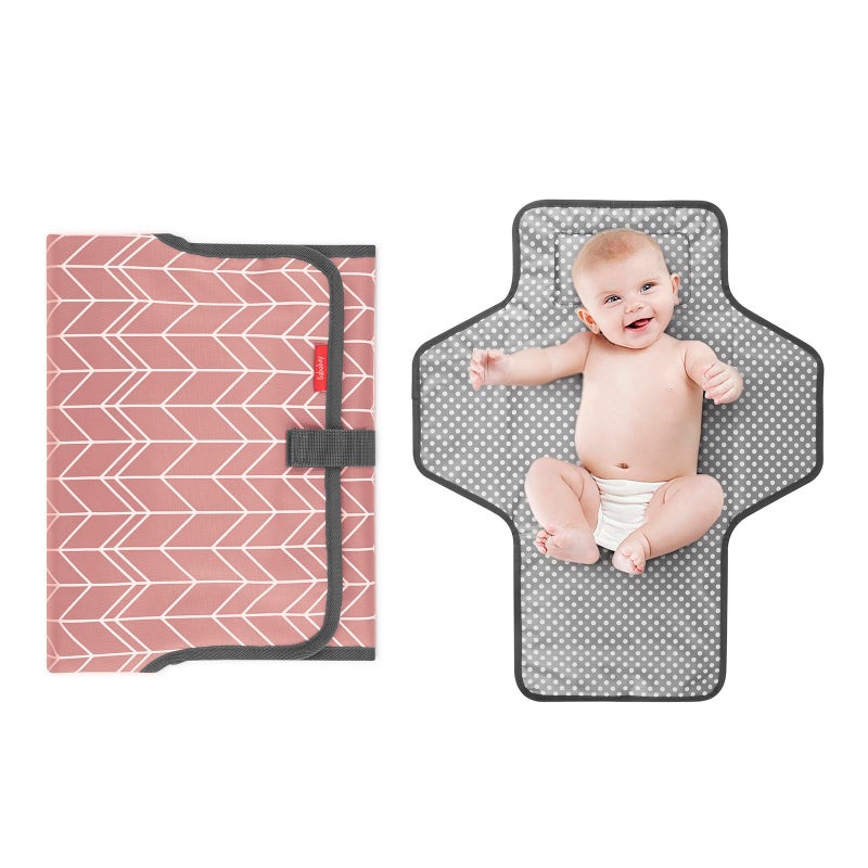Babebay Waterproof Portable Diaper Changing Pad, Foldable Travel Changing Mat for Baby Girl Boy, Lightweight Travel Changing Station, Boho Geometric Pattern - Image 1