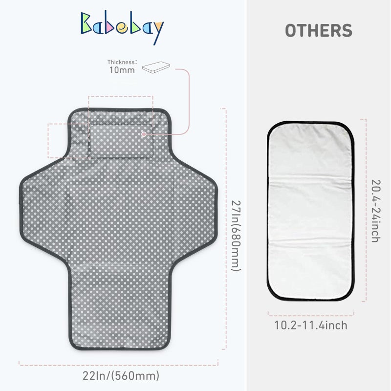 Babebay Waterproof Portable Diaper Changing Pad, Foldable Travel Changing Mat for Baby Girl Boy, Lightweight Travel Changing Station, Boho Geometric Pattern - Image 3