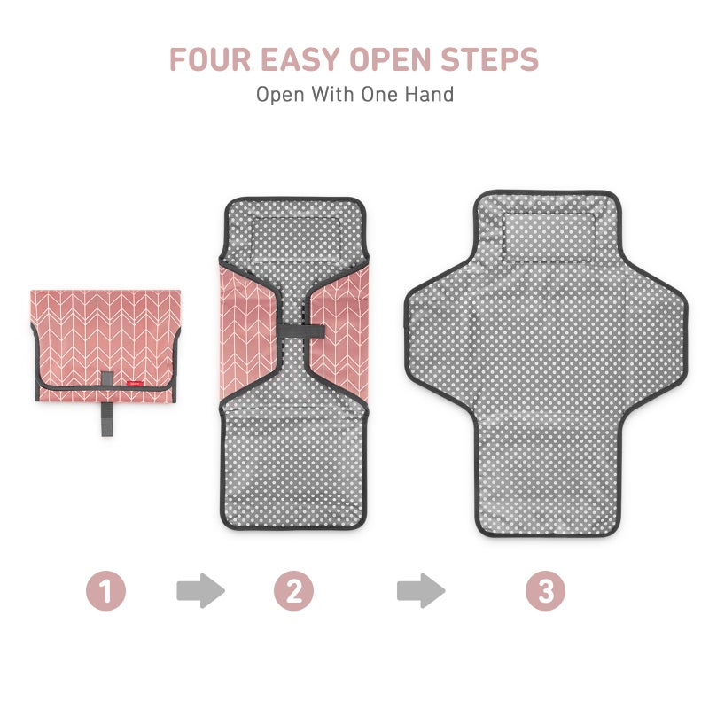 Babebay Waterproof Portable Diaper Changing Pad, Foldable Travel Changing Mat for Baby Girl Boy, Lightweight Travel Changing Station, Boho Geometric Pattern - Image 4