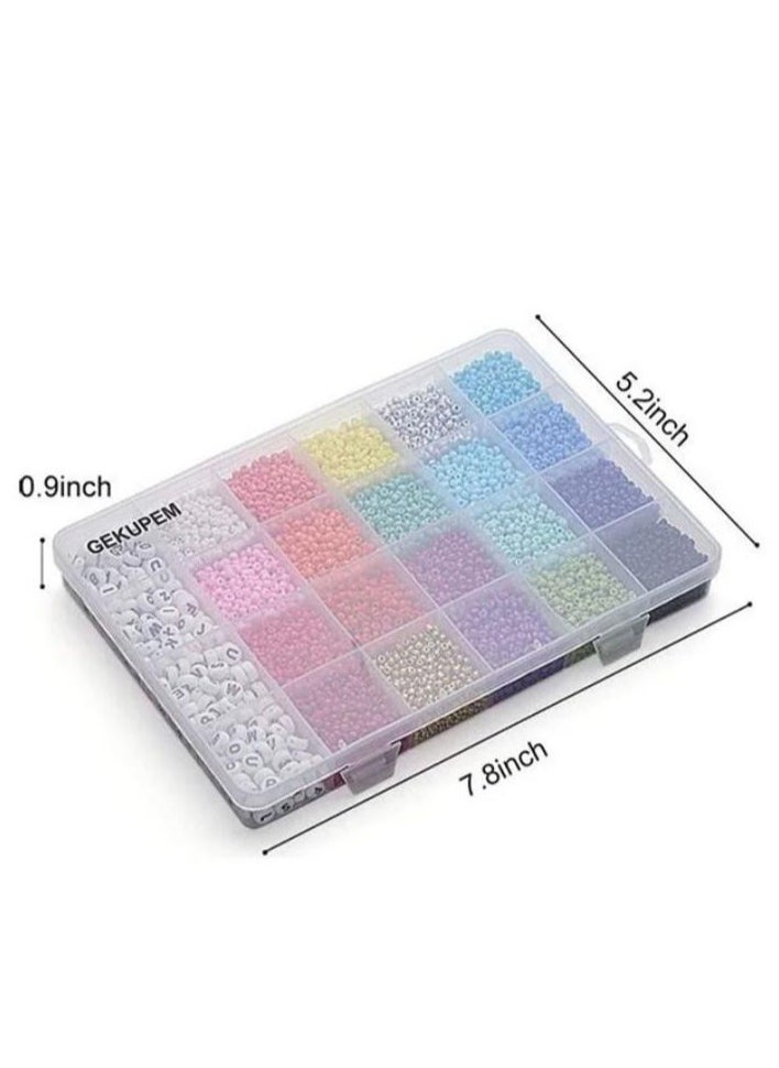 MARAH TOYS 10000-Piece Small Colourful Gemstone Bracelet Beads With A-Z Alphabet Letter DIY Bead Making Kit With Rope 7.8 x 5.2 x 0.9inch  - Image 4