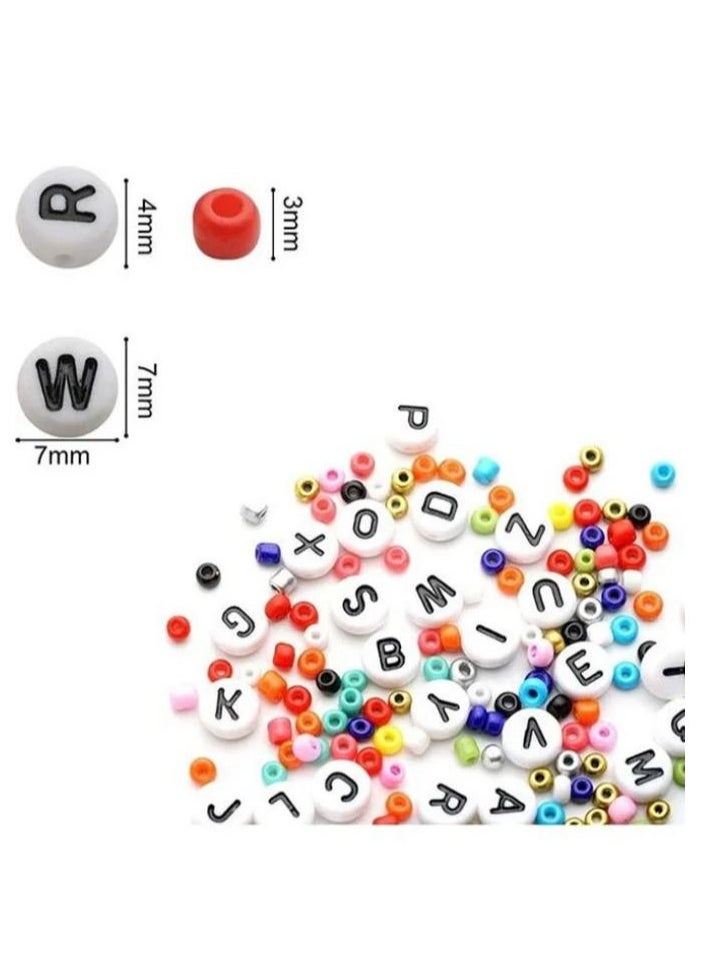 MARAH TOYS 10000-Piece Small Colourful Gemstone Bracelet Beads With A-Z Alphabet Letter DIY Bead Making Kit With Rope 7.8 x 5.2 x 0.9inch  - Image 3