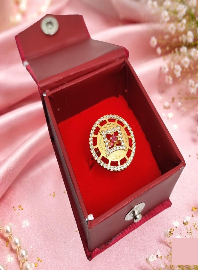 SDR Statement Gold Modern Wedding Alloy Steel Gold Plated Adjustable Cubic Zirconia AD Premium Collection Ring for Women - Image 5