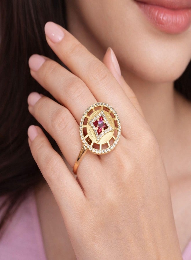 SDR Statement Gold Modern Wedding Alloy Steel Gold Plated Adjustable Cubic Zirconia AD Premium Collection Ring for Women - Image 4