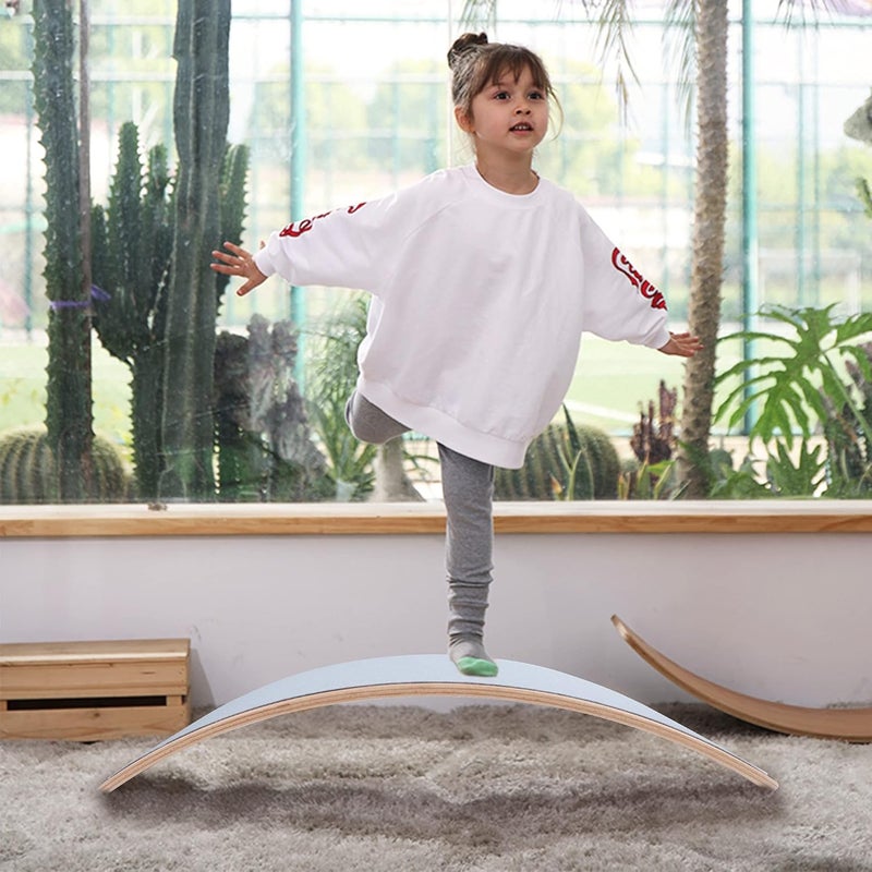 Glintoper 27.5-Inch Wooden Wobble Balance Board - Kid-Friendly Yoga and Body Training Toy - Image 5
