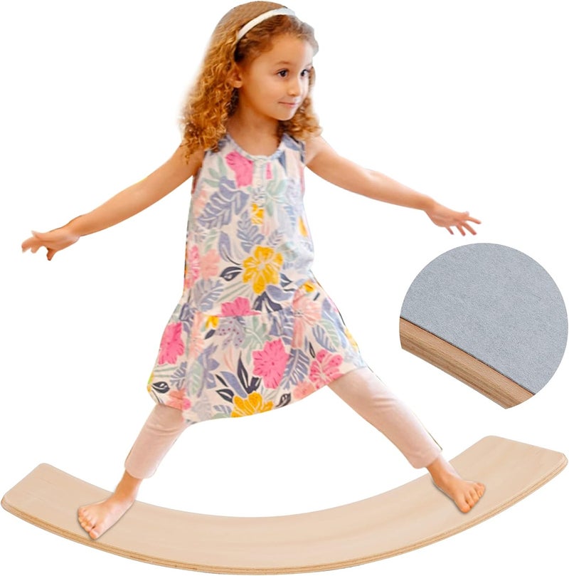 Glintoper 27.5-Inch Wooden Wobble Balance Board - Kid-Friendly Yoga and Body Training Toy - Image 1