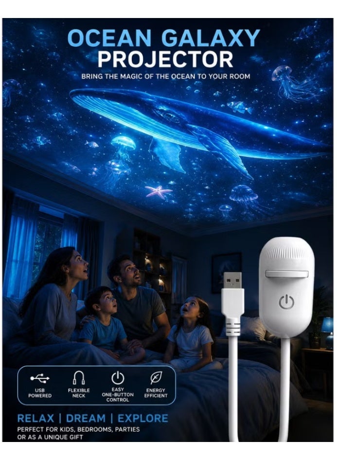 ELTRAZONE Ocean Galaxy Projector Night Light – USB Powered Starry Sky & Ocean Wave Lamp with Flexible Neck, One-Button Control, Portable Ambient Light for Bedroom, Kids Room, Party & Home Decor - Image 1