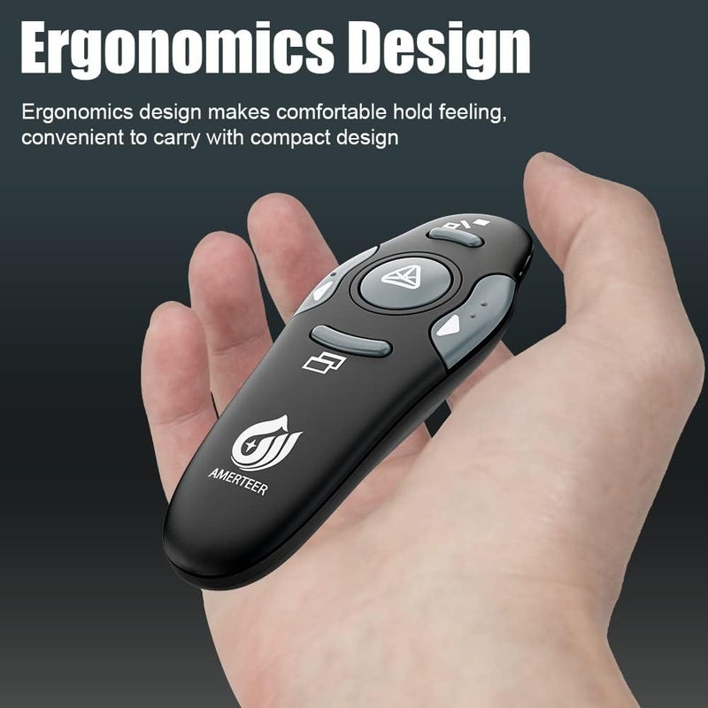 AMERTEER Presentation Clicker Wireless Presenter Remote Clicker for PowerPoint Presentations with Red Pointer, PowerPoint Clicker Slide Advancer for Mac/Windows/Google Slide/PPT. - Image 5