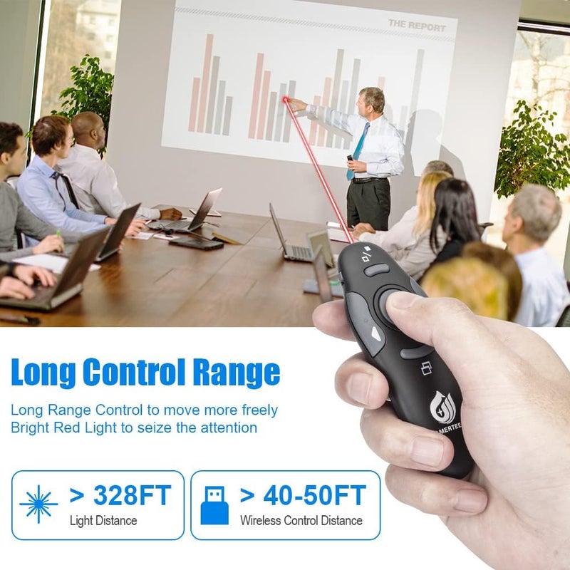 AMERTEER Presentation Clicker Wireless Presenter Remote Clicker for PowerPoint Presentations with Red Pointer, PowerPoint Clicker Slide Advancer for Mac/Windows/Google Slide/PPT. - Image 3