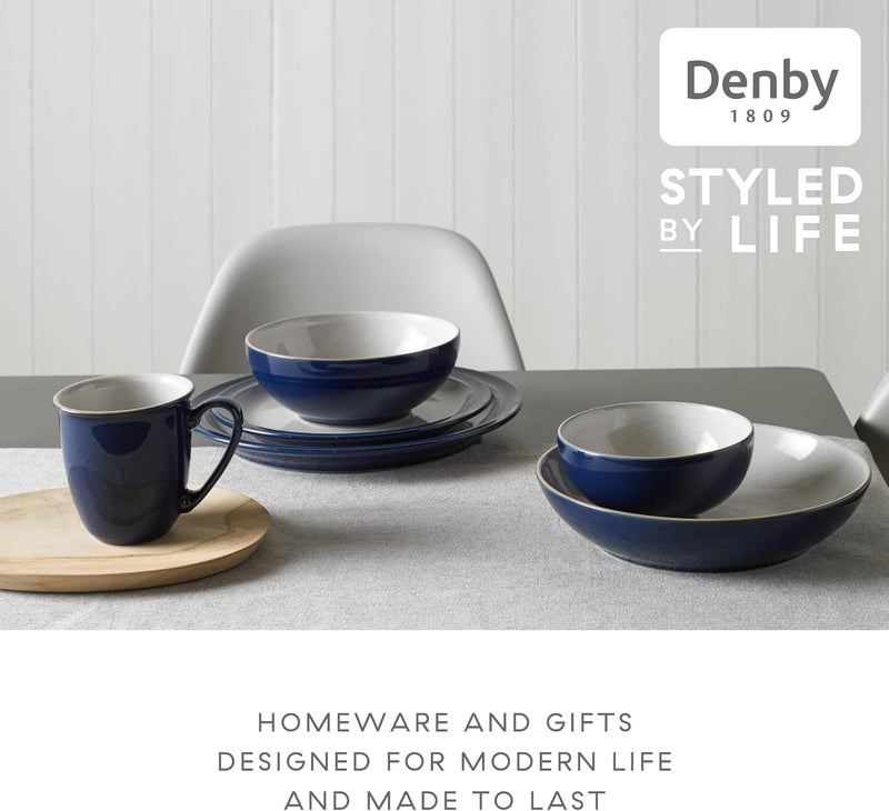 Denby Denby  Elements Medium Dark Blue Plates Set of 4  Dishwasher Microwave Safe Crockery 22cm  Navy Blue White Ceramic Stoneware Tableware  Chip  Crack Resistant Lunch Plates  - Image 4