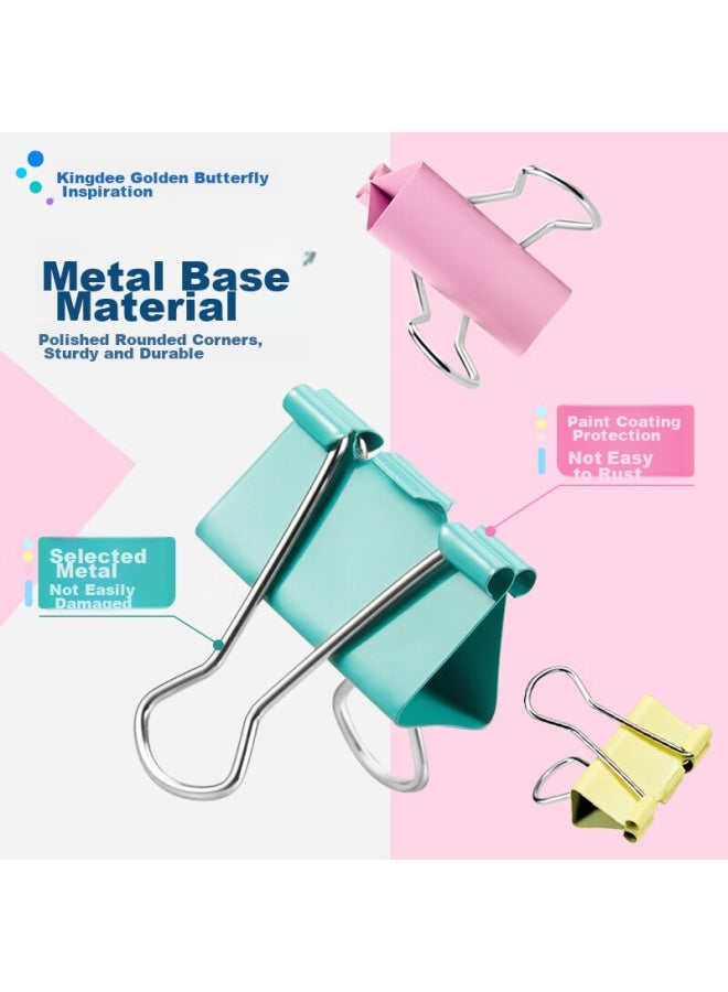 Kingdee 63-piece Assorted Pack Of Multi-size Colored Binder Clips/erfly Clips/bill Clips Metal Butterfly Clips For Bills And Doents - Image 2