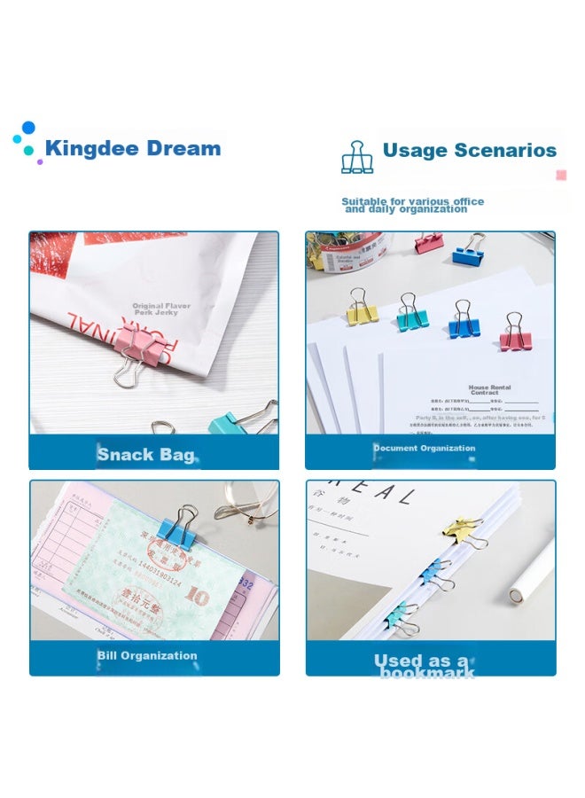 Kingdee 63-piece Assorted Pack Of Multi-size Colored Binder Clips/erfly Clips/bill Clips Metal Butterfly Clips For Bills And Doents - Image 5
