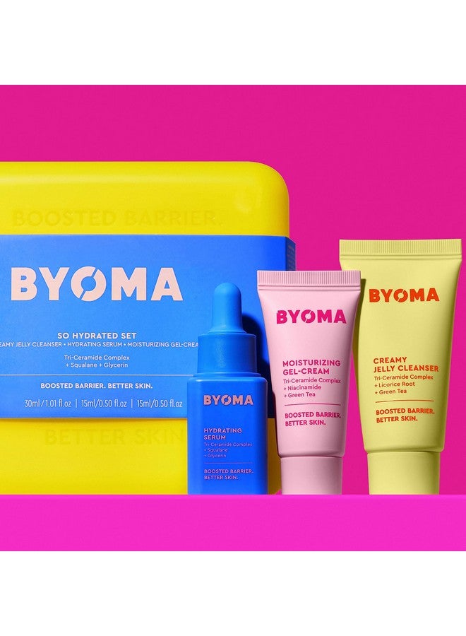بيوما مجموعة BYOMA So Hydrating - مجموعة العناية بالبشرة لإصلاح الحاجز - منظف جيلي كريمي، سيروم مرطب للوجه ومرطب سيراميد للوجه للبشرة الجافة - مضاد للتجاعيد، خالي من الكحول للعناية بالبشرة - 30 مل، 15 مل، 15 مل - Image 3
