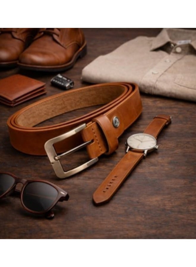 Men’s Genuine Buffalo Leather Casual Belt – Heavy-Duty Scratch-Resistant Metal Buckle – Double Loop Design – Model 1646 - Image 3