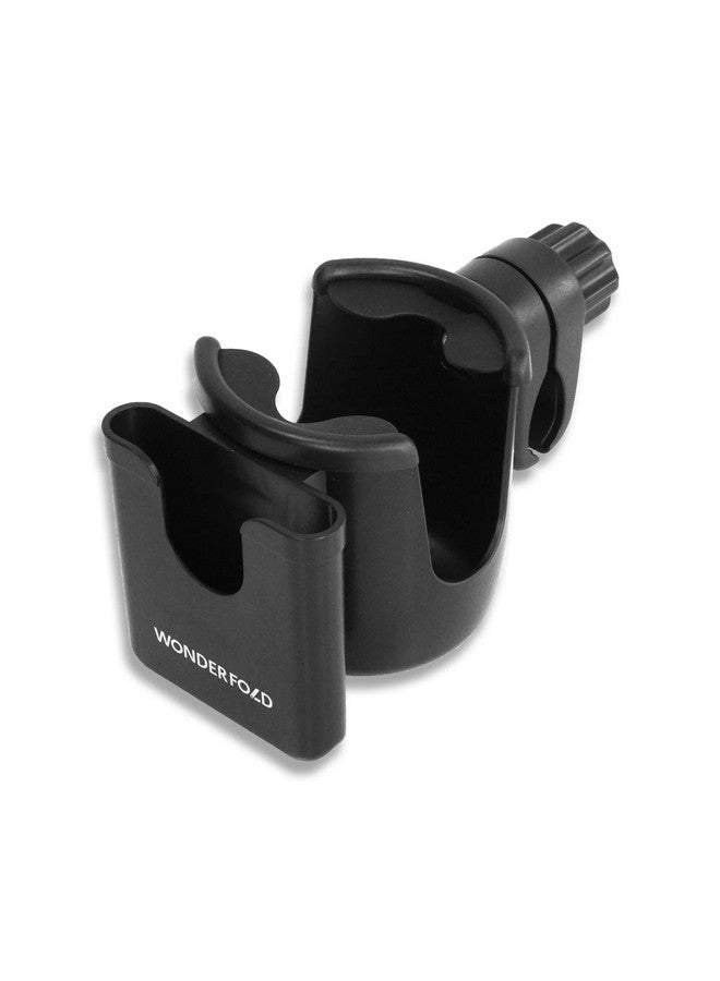 WONDERFOLD Stroller Wagon Cup & Phone Holder Attachment Featuring Anti-Slip Design and Rubber Grips for Drink Stability (Compatible with All Wagon Models) Black - Image 1