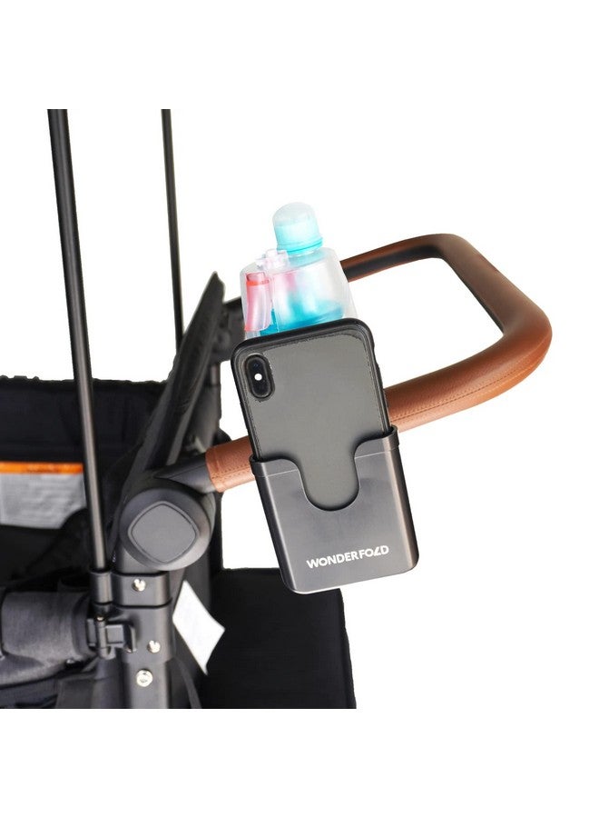 WONDERFOLD Stroller Wagon Cup & Phone Holder Attachment Featuring Anti-Slip Design and Rubber Grips for Drink Stability (Compatible with All Wagon Models) Black - Image 5