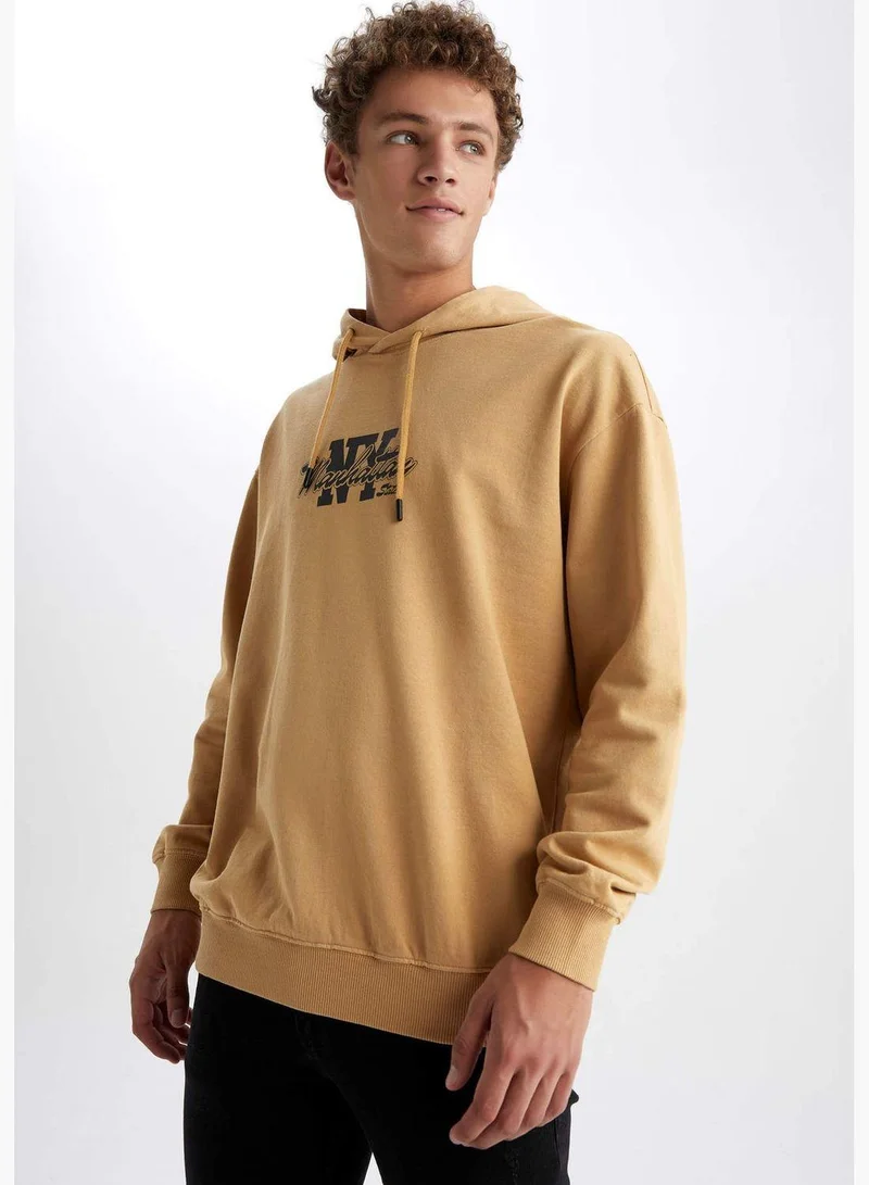 DeFacto Man Boxy Fit Hooded Long Sleeve Knitted Sweatshirt