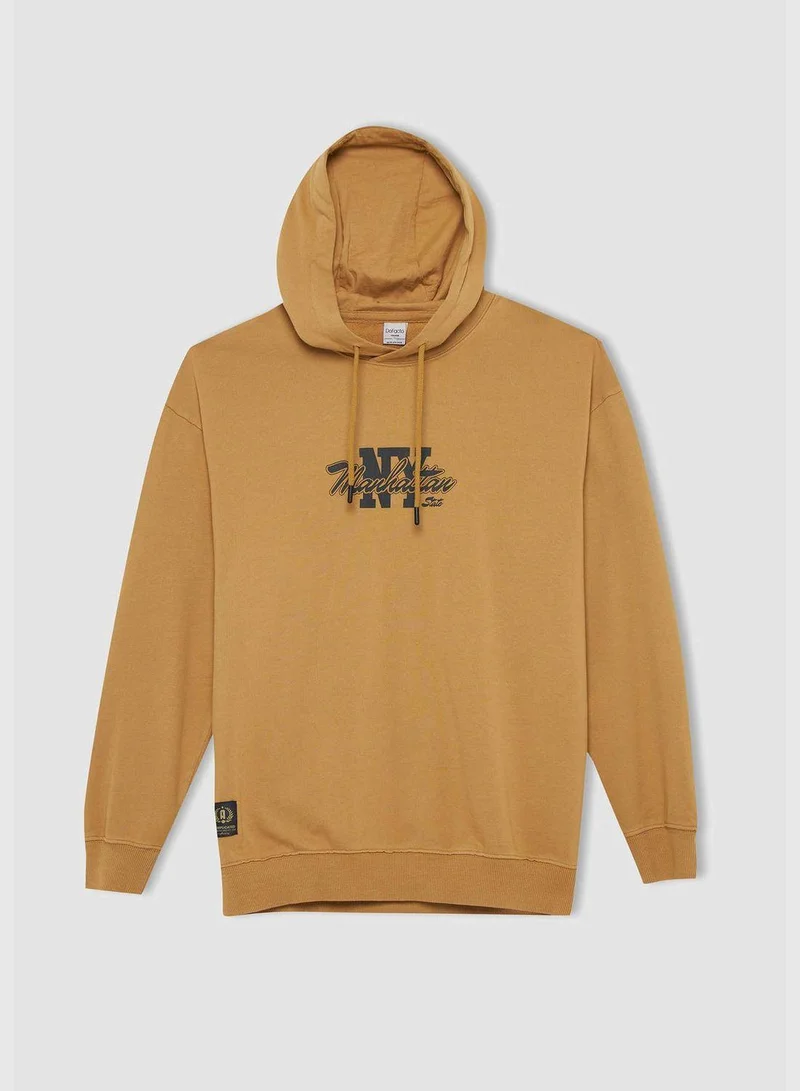 DeFacto Man Boxy Fit Hooded Long Sleeve Knitted Sweatshirt