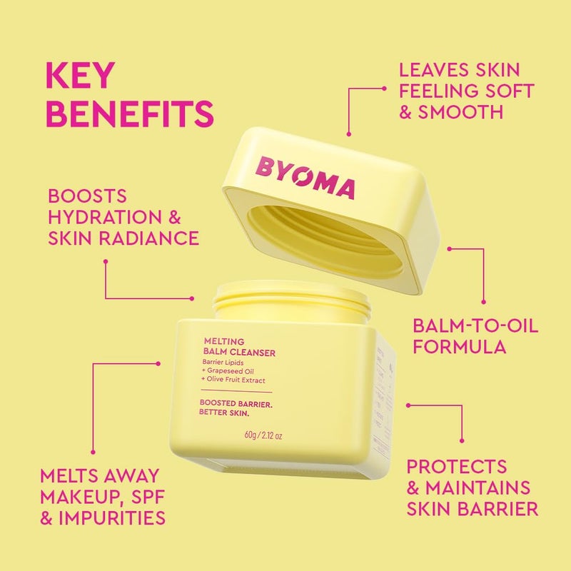BYOMA Melting Balm Facial Cleanser - Buttery Soft Cleansing Balm for Skin Barrier Repair - Tri-Ceramide Face Wash for Sensitive Skin & All Skin Types - Deeply Hydrated Skin, No Oily Residue - 2.12 oz - Image 3
