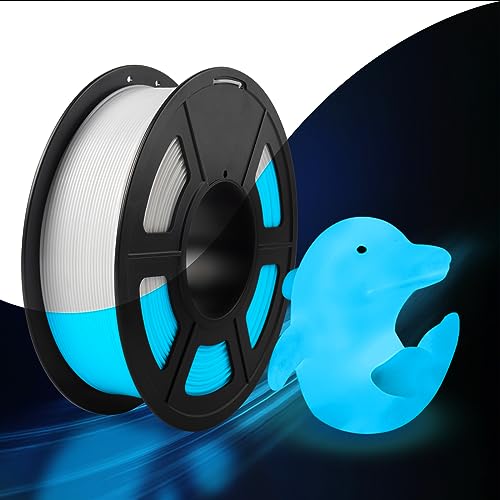 SUNLU Glow in The Dark PLA Filament, Neatly Wound Luminous PLA 3D Printer Filament 1.75mm Dimensional Accuracy +/- 0.02mm, Fit Most FDM 3D Printers, 1kg Spool (2.2lbs), (White PLA, Glow Blue) - Image 1
