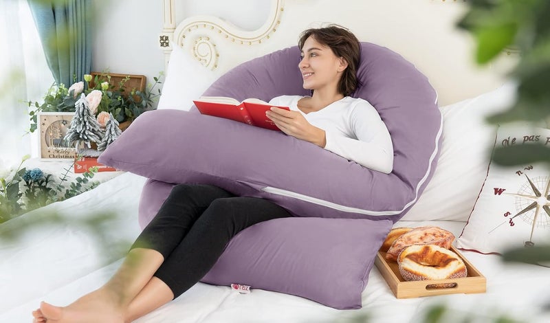 Meiz U Shaped Pregnancy Pillows for Sleeping, 65" Maternity Pillow for Full Body Support, Cooling Pregnancy Pillow with Jersey Cover, Purple - Image 4