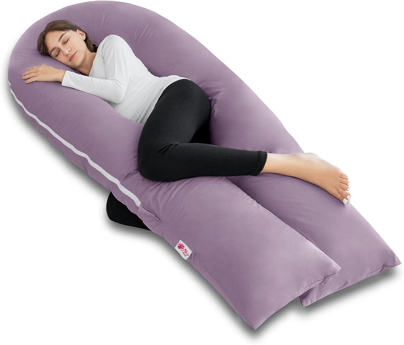 Meiz U Shaped Pregnancy Pillows for Sleeping, 65" Maternity Pillow for Full Body Support, Cooling Pregnancy Pillow with Jersey Cover, Purple - Image 1