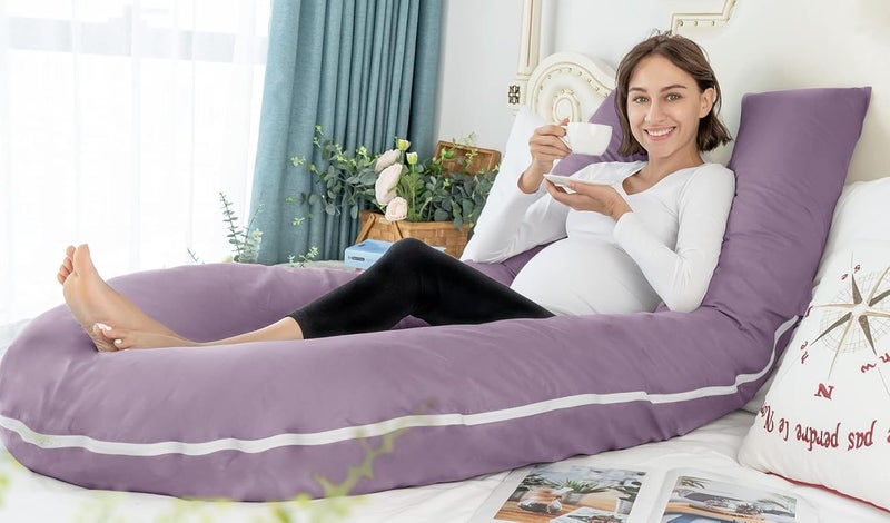 Meiz U Shaped Pregnancy Pillows for Sleeping, 65" Maternity Pillow for Full Body Support, Cooling Pregnancy Pillow with Jersey Cover, Purple - Image 5